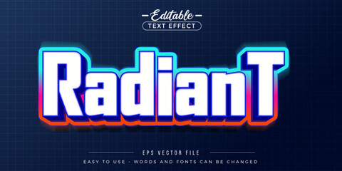 White radiant text, editable text effect.