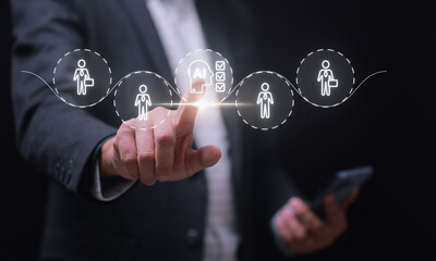 Modern human resource business manager use serious ai candidate assessment technology for digital recruitment