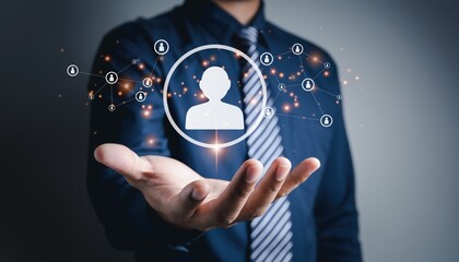 Digital Human Resources Network and Business Leadership Concept with Virtual People Icons