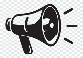 Black Megaphone Icon with Sound Waves