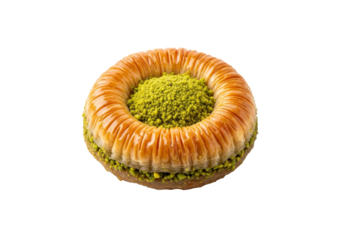 pistachio ring pastry with glazed crust and crushed pistachio center