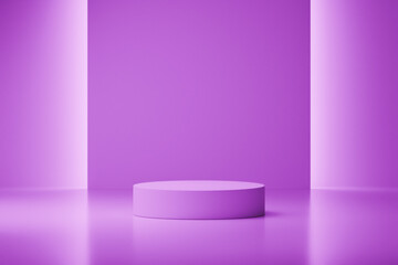 Soft purple studio background with cylindrical podium.