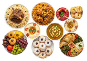 assorted festive foods and desserts platters for ramadan eid mubarak