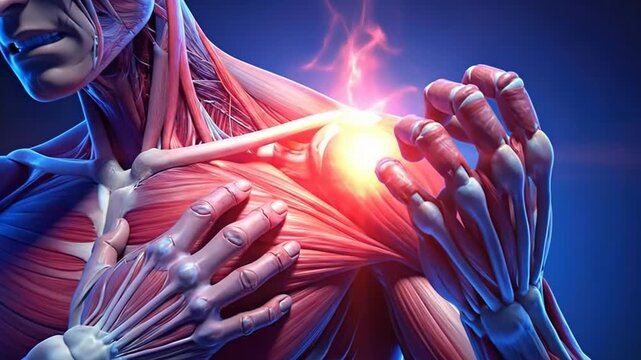Anatomical Illustration of Shoulder Pain - A Visual Representation of Musculoskeletal Issues.