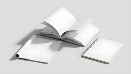 Modern open book mockup with soft lighting and clean professional presentation.