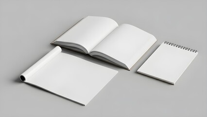 Modern open book mockup with soft lighting and clean professional presentation.