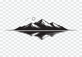 Minimalist Mountain Silhouette with Water Reflection