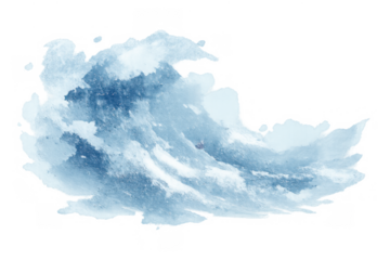 Blue watercolor wave splash forming an ocean or sea concept of power and fluidity with artistic texture