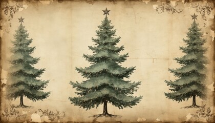 Vintage Christmas Trees Background