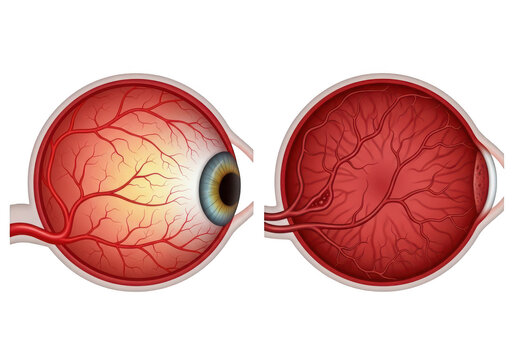 Detailed cross section of human eye anatomy