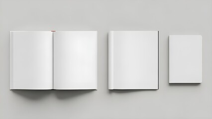 Neatly arranged open book mockup with clean pages and modern minimal style.