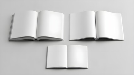 Neatly arranged open book mockup with clean pages and modern minimal style.