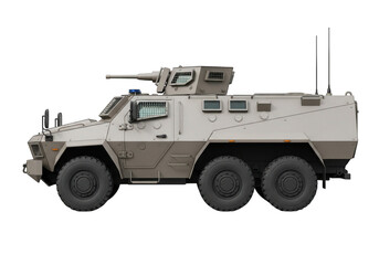 Military armored vehicle with turret and equipment