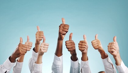 Diverse Group of People Showing Thumbs Up Gesture in Unity and Approval