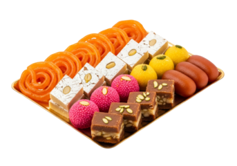 assorted sweets platter with nougat, chocolates, and colorful confections