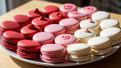 Assorted Colorful Macarons on Plate.