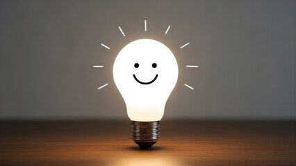 Creative Idea Concept with Smiling Light Bulb Illustration