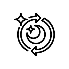 Sleep Cycle Line Icon, Outline Symbol for Health Monitoring, Rest Management, Circadian Rhythm, Night Tracking, and Wellness Habit. Vector Sign Icon.