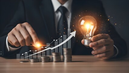 Business Growth Strategy Concept with Light Bulb and Financial Chart