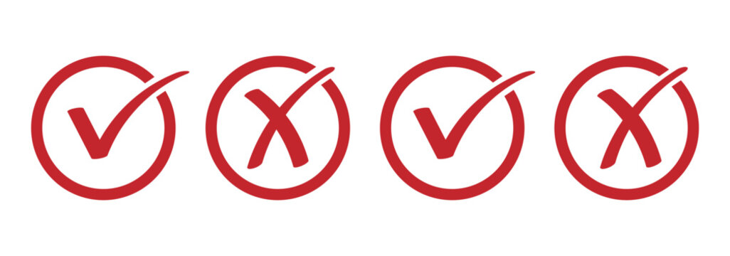 Check mark icons button set. yes or no checkmark sign. Check box icon with right and wrong buttons. black tick box and black cross symbol