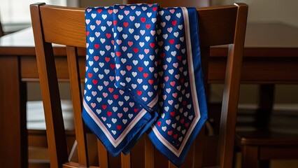 Colorful Scarf on Wooden Chair.