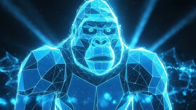 Abstract gorilla illustration digital art rendering on dark background