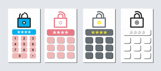 Pin Code vector icon, Code lock icons. vector symbol illustrations, Password icon logotype designs. modern icon design set