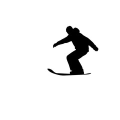 Obraz premium Silhouette of Snowboarder Carving on Mountain