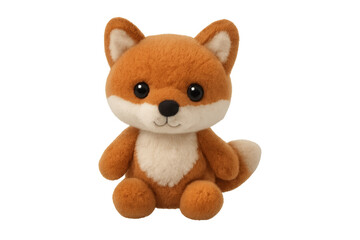 Obraz premium Cute red fox plush toy sitting transparent background
