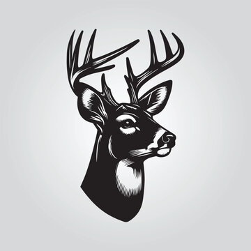 whitetail head antlers Silhouette vector design decal