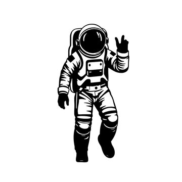 Stylized Astronaut Moonwalk Silhouette Art