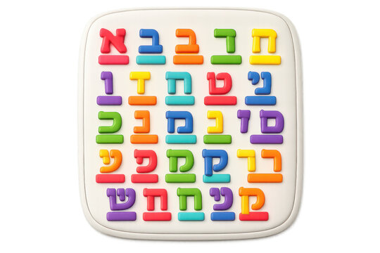 Colorful hebrew alphabet icons for educational design and learning tools