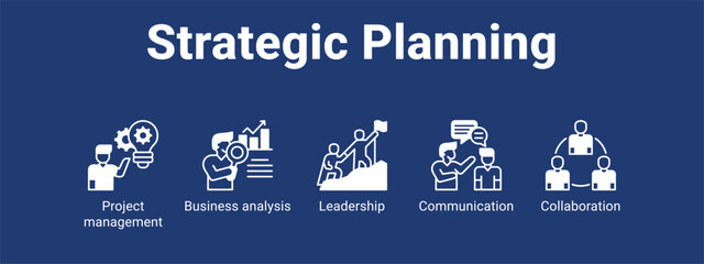 Strategic Planning web banner icon vector illustration concept for  with icon of Project management, Business analysis.