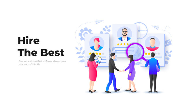 Recruitment Illustration, Hire the Best Talent Concept, Human Resources Hiring Process, Team Selection Vector Illustration - Powered by Adobe
