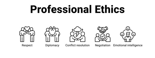 Professional Ethics web banner icon vector illustration concept for  with icon of Respect, Diplomacy, Conflict resolution.