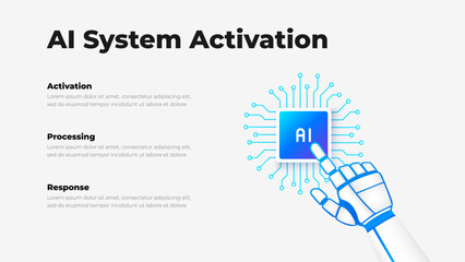 AI System Activation Illustration, Artificial Intelligence Chip Concept, Machine Learning Technology Vector Illustration