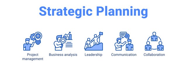 Strategic Planning web banner icon vector illustration concept for  with icon of Project management, Business analysis.