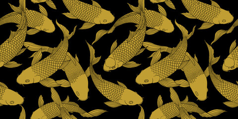 Long pattern modern koi carp pattern image that can be connected on all sides for use in decorative design and wallpaper.