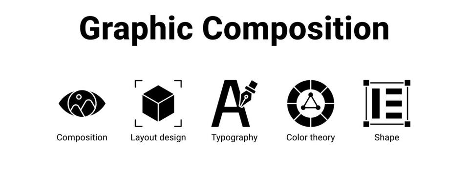 Graphic Composition web banner icon vector illustration concept for  with icon of Composition, Layout design, Typography.