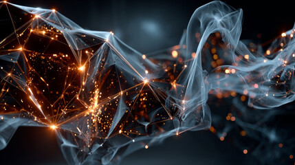 Composition based on Plexus. 
Use different methods of overlaying (mixing). 
Animation through transparency of different color variants from this collection will create amazing new compositions.
