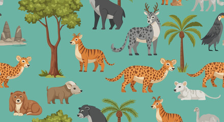 Green themed animal icon set