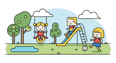 Children playing in playground illustration