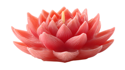 A vibrant pink lotus water lily blossom with delicate petals is isolated on a white background, showcasing the natural beauty of this summer aquatic flora in a detailed macro view