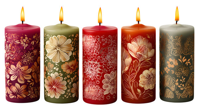 A festive burning red advent candle sits among gold ornaments and winter tree decorations, creating a warm holiday candlelight glow for a December Christmas celebration - Powered by Adobe