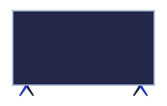 Blank dark television screen 2D cartoon object. Home entertainment gadget. Media display. Widescreen TV. Modern electronics isolated element flat vector clip art on white. Spot illustration