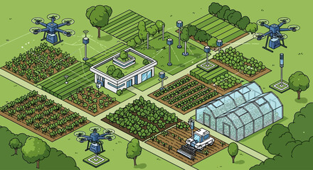Modern eco greenhouse illustration