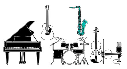Music instrument icon set