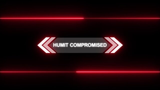 Hud Callout Interface Lines For Corporate Webinar Slide. HUD elements on black background. Futuristic callout title. Virtual sci fi textbox for HUD.Animation of HUD elements with text humit compromise