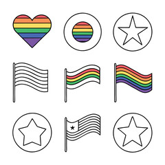 Set of vector flags of heart