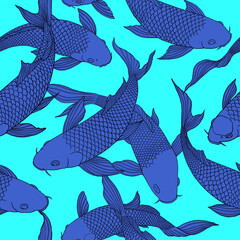 Pattern modern koi carp pattern image that can be connected on all sides for use in decorative design and wallpaper.